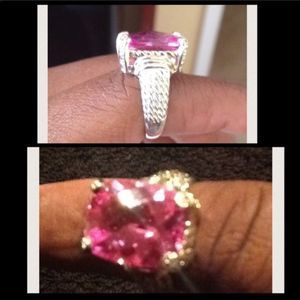 Pink CZ Cut Sterling Silver Ring Only